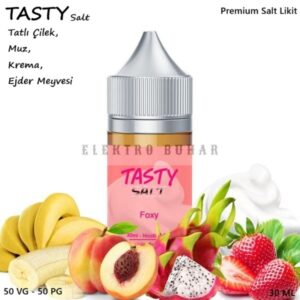 TASTY Foxy Salt Likit (Tatlı Çilek,Muz,Krema,Ejder Meyvesi)