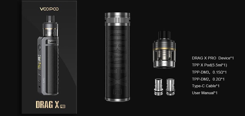 Voopoo Drag X Pro Kutu İçeriği, Voopoo DragX Pro Kutu İçeriği