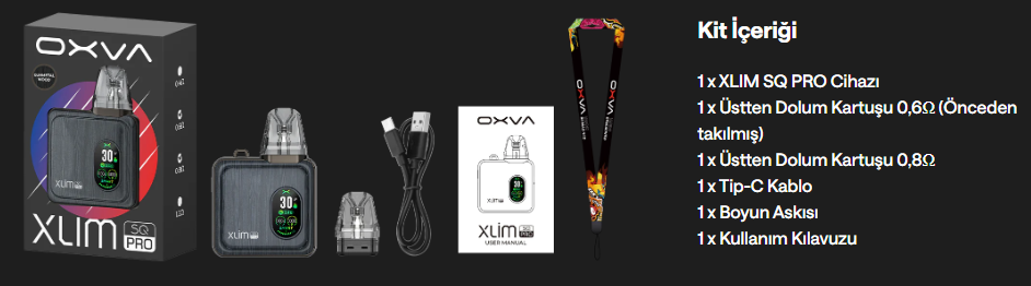 Oxva Xlim SQ Pro Kutu İçeriği