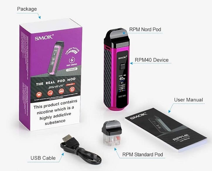 Smok RPM 40 Pod Paket İçeriği