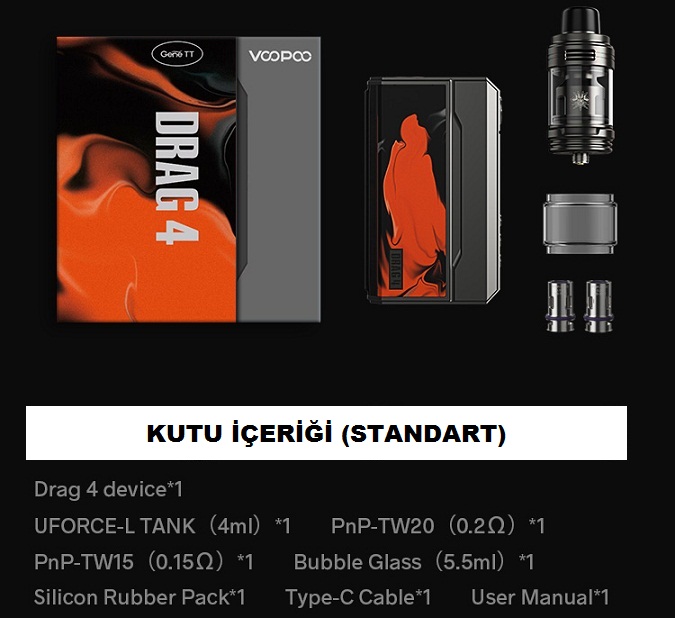 Voopoo Drag 4 Kit Kutu İçeriği