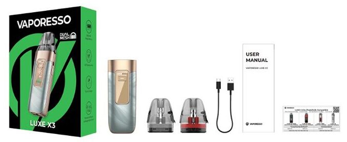 Vaporesso Lüxe X3 Pod Kutu İçeriği, Vaporesso LüxeX3 Kutu İçeriği