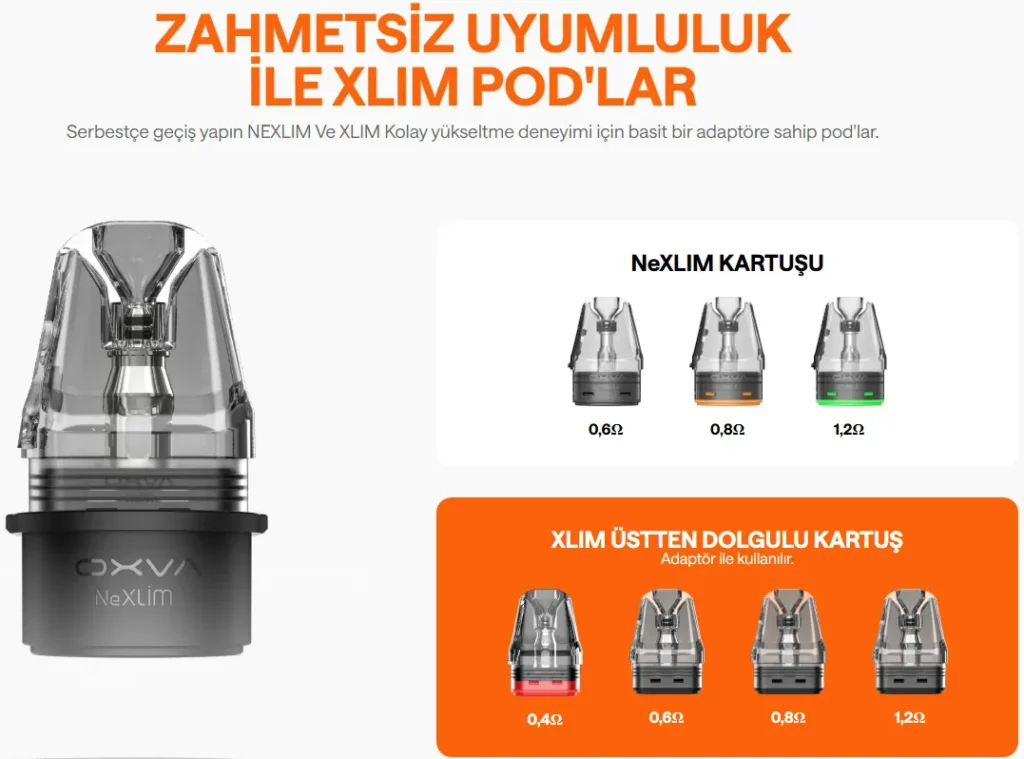 Oxva NeXlim Pod 1500 mah Kartuş Uyumluluğu_3