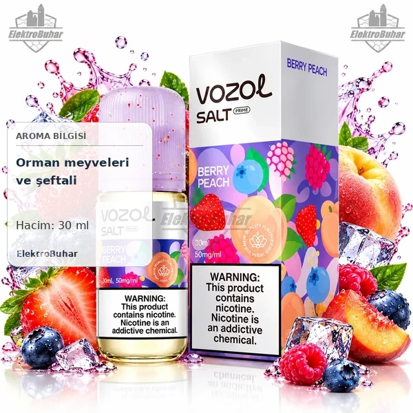 Vozol Prime Salt Likit Berry Peach 30 ML - Görsel 4