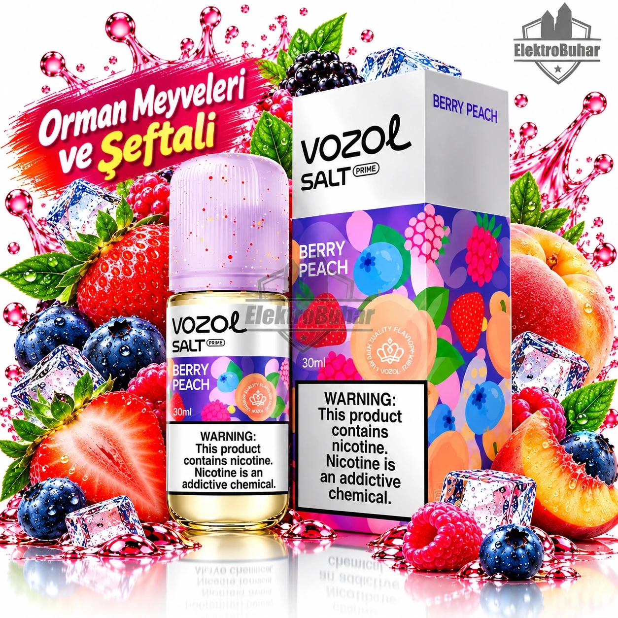 Vozol Prime Salt Likit Berry Peach 30 ml